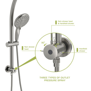 Dual Shower Head With Adjustable Slide Bar And Multi Function Settings