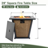 28' Propane Gas Fire Pit Table50000 BTU Square Steel Fire Pit -Brown