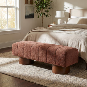 Rust Red Boucle Indoor Dining Bench