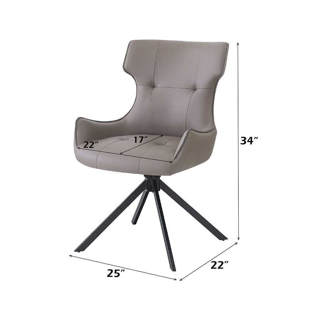 Damita - Camel Synthetic Leather Side Chair With Swivel (Set of 2) - Gray & Black Finsh