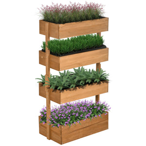 Outsunny Vertical Garden Planter - Wooden 4 Tier Planter Box