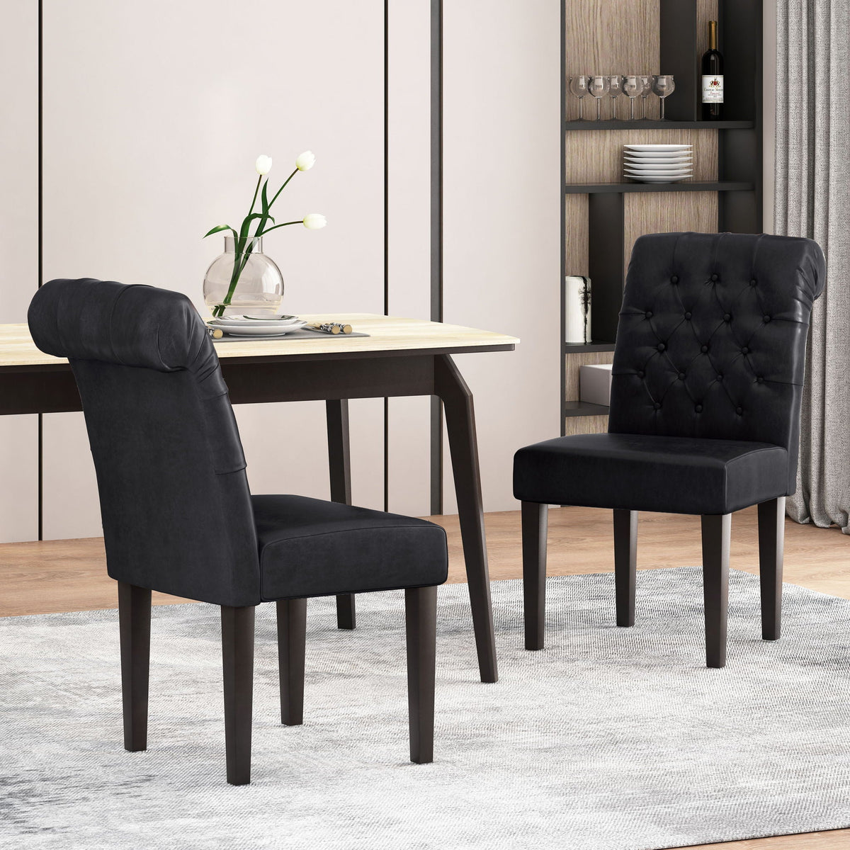 Broxton - Tuft Dining Rolltop Chairs With Button Tufted Backrest (Set of 2)