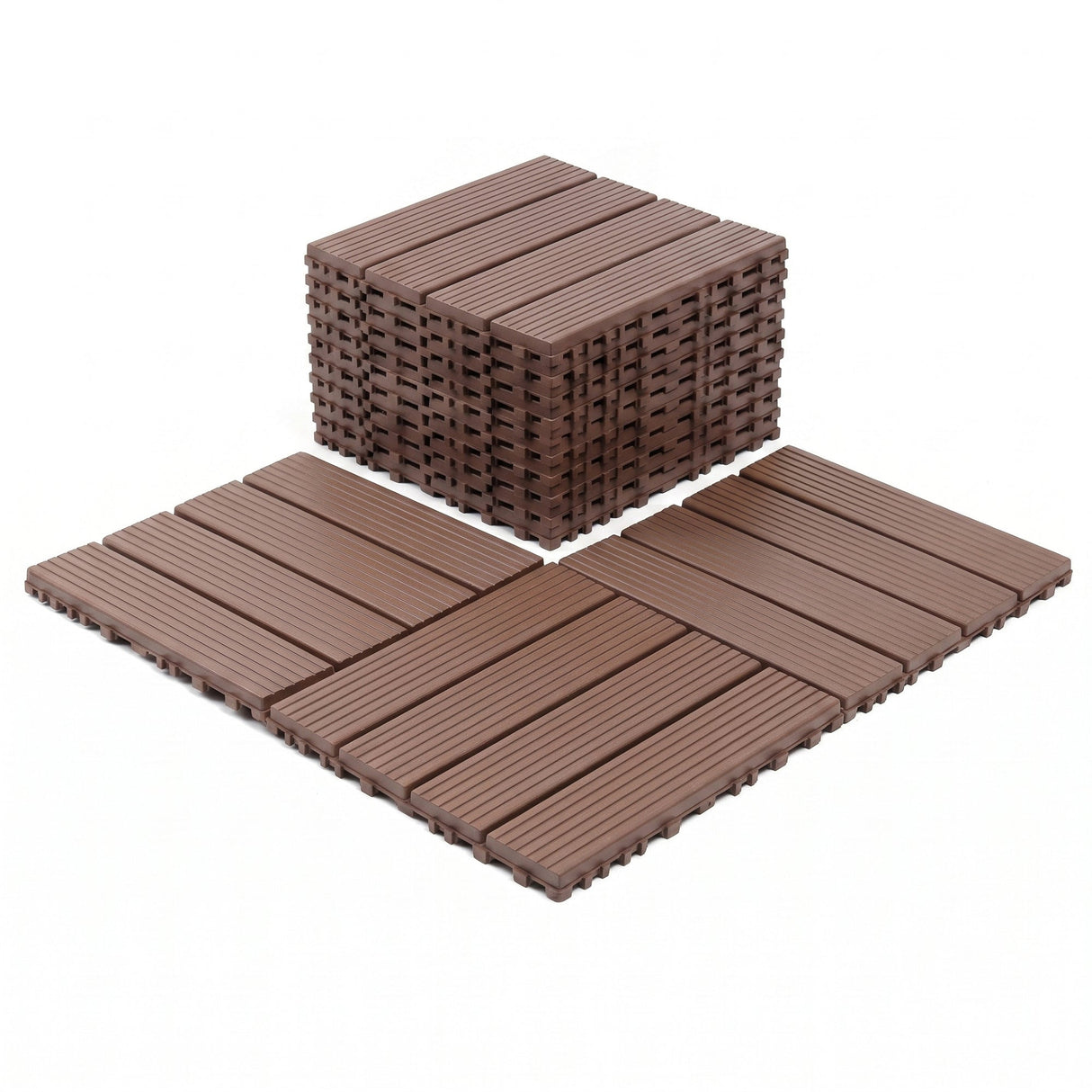 Plastic Interlocking Deck Tiles, 44 Pack 12"x12"