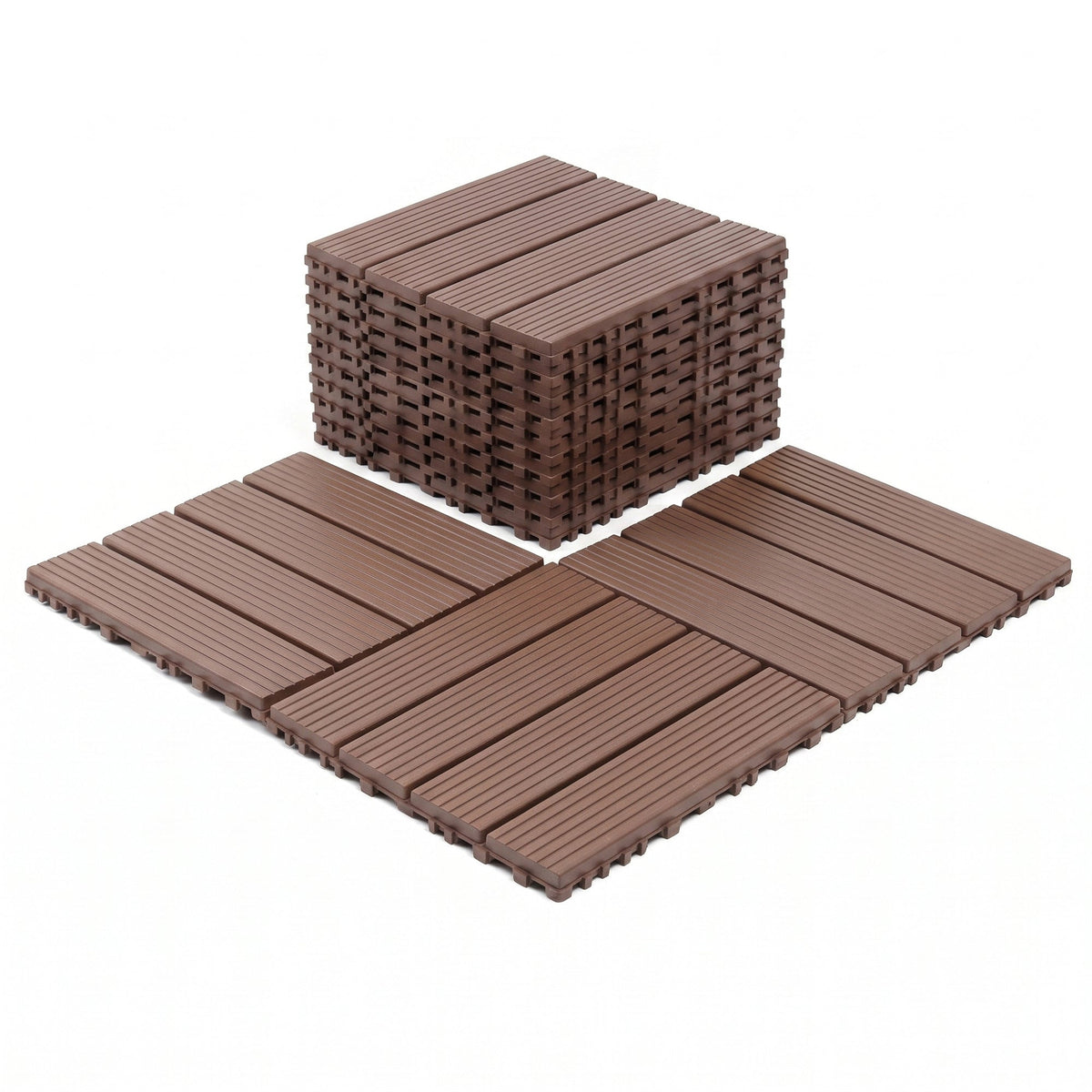 Plastic Interlocking Deck Tiles, 44 Pack 12"x12"