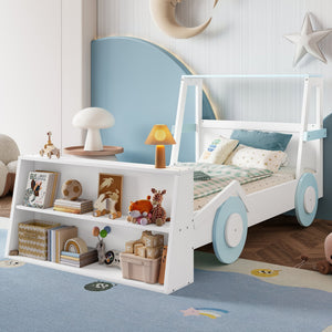 Twin Size Car Bed with Storage Shelves