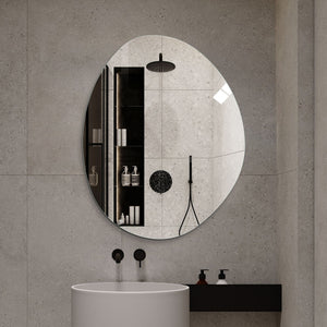 Asymmetrical Bathroom Wall Mirror - Silver