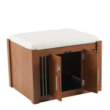 2 in 1 Walnut Dog Crate Night Stand with Storage