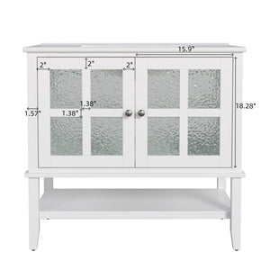 Bathroom Vanity With Ceramic Sink, Adjustable & Open Shelf