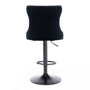 Swivel Barstools Adjusatble Seat Height, Modern Upholstered Bar Stools With Backs Comfortable Tufted For Home Pub And Kitchen Island (Set of 2)