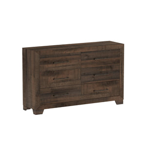 6 Drawer Wooden Dresser - Brown