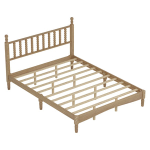 Queen Size Wood Platform Bed with Gourd Shaped Headboard