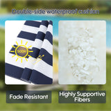 2-Piece High Back Chair Cushion Set, Navy Blue/White