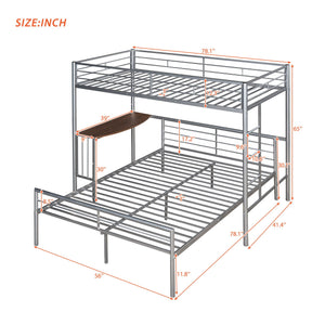 Bunk Bed With Desk, Ladder And Quality Slats For Bedroom