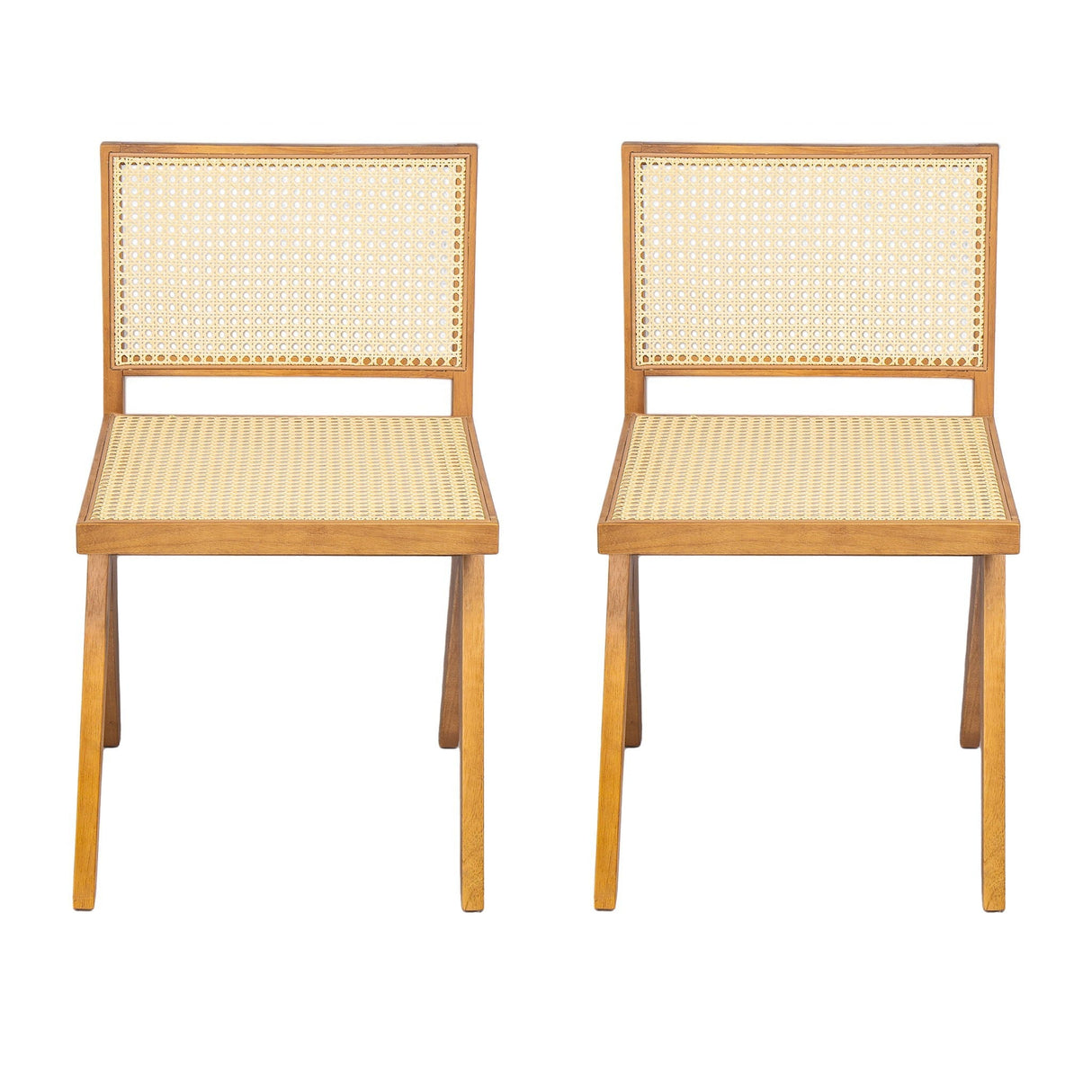 Chandigarh Dining Room Chairs with Natural Rattan (Set of 2)