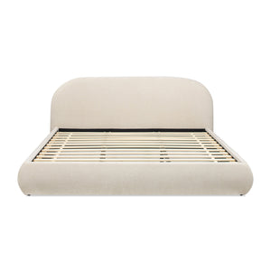 Archie Puffy Grounded Upholstered Platform Bed - Oatmeal Light
