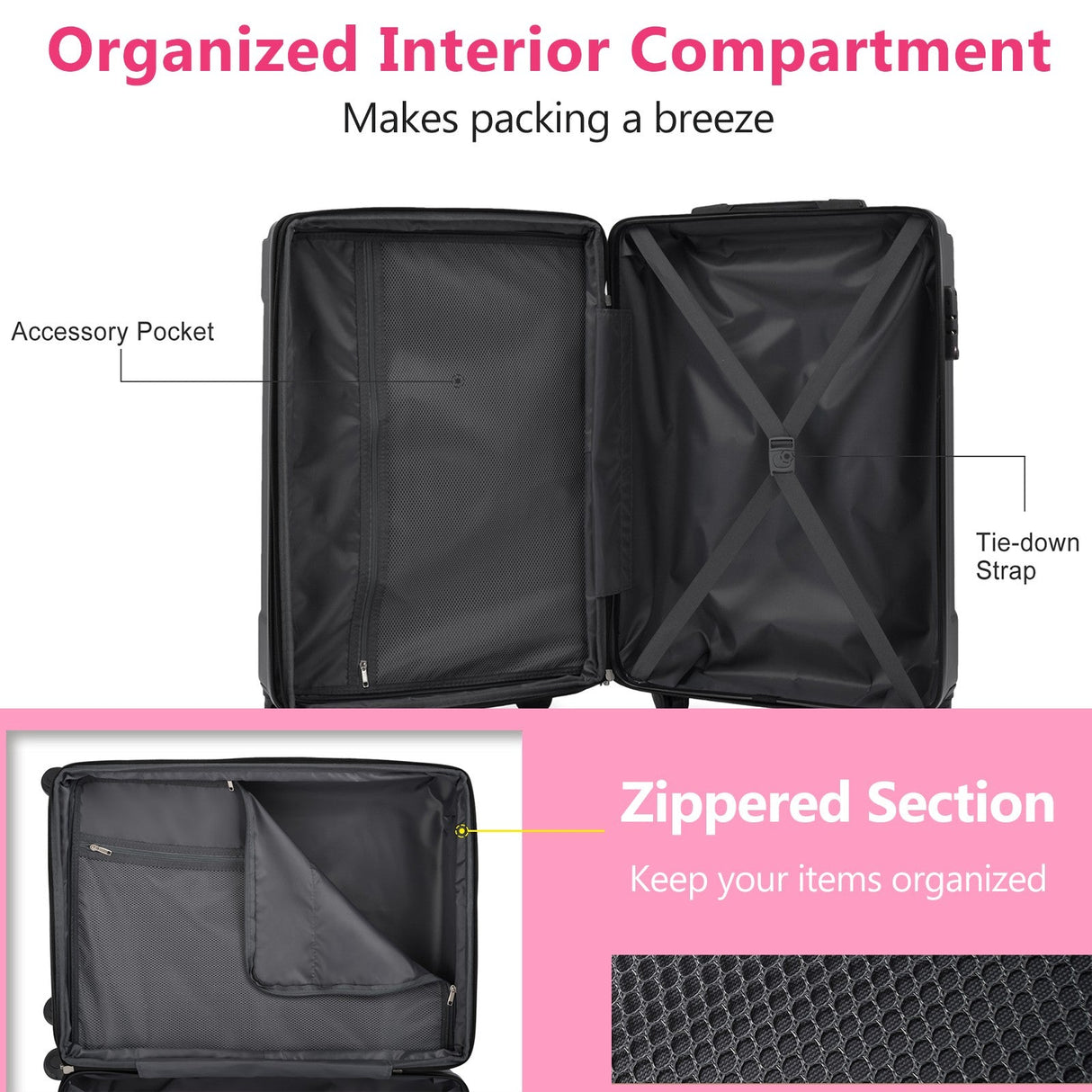 Lightweight Durable ABS Suitcases with Double Wheels