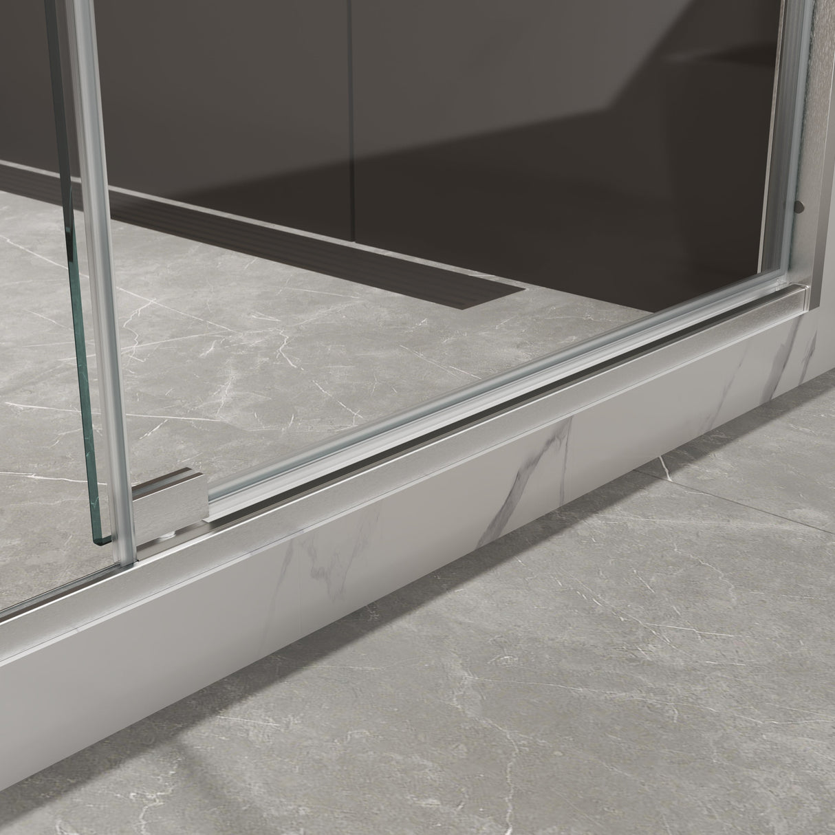 44-48"W x 74"H Pivot Shower Door with Brushed Nickel Finish