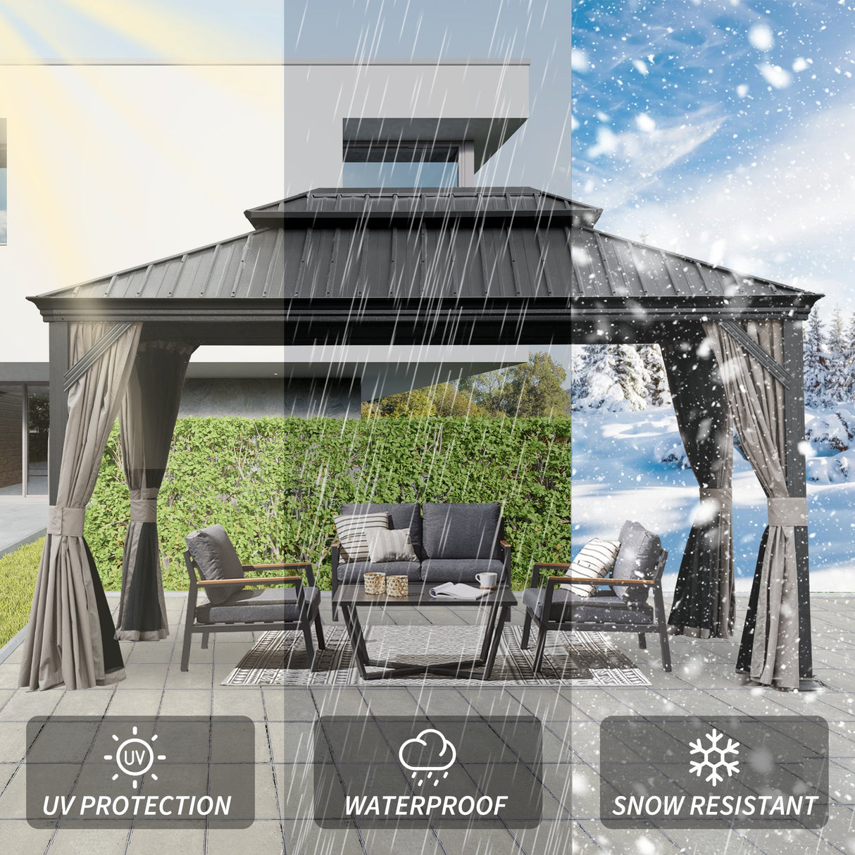 12' X 14' Hardtop Gazebo With Drainage System