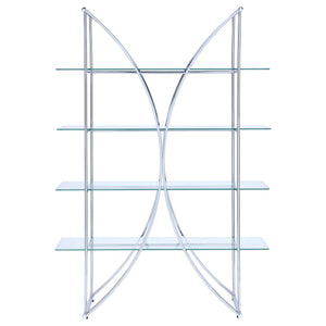 Larson 73-inch 4-shelf Glass Bookshelf Chrome