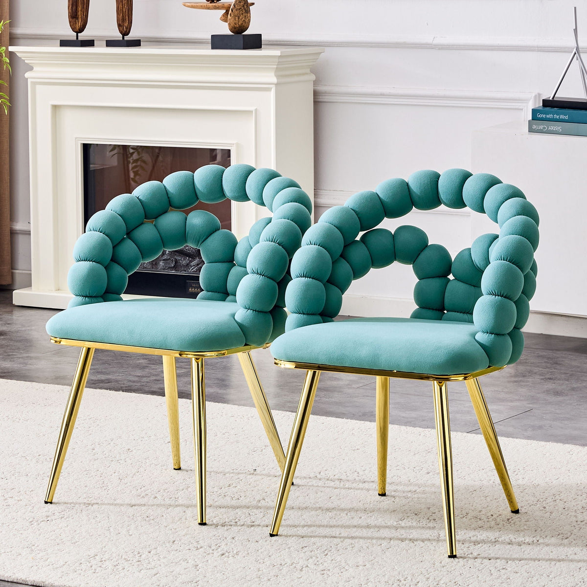 Puffy Bubble Ball Chain Chairs for Dining Room - Light Blue or Yellow