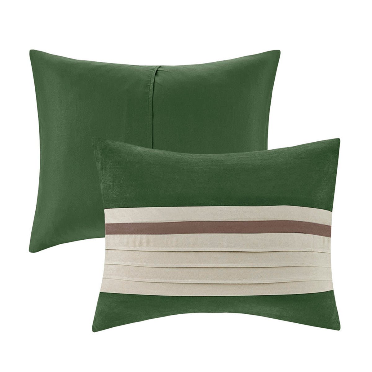 Faux Suede Comforter Set with Hypoallergenic Filling - Green