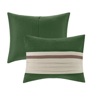 Faux Suede Comforter Set with Hypoallergenic Filling - Green