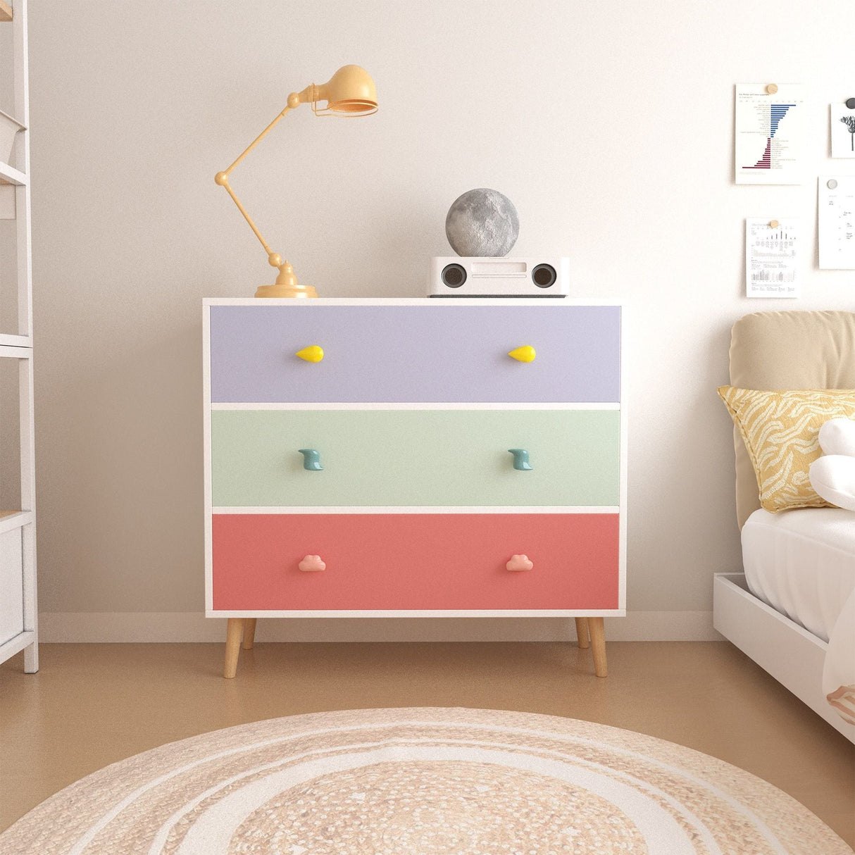 3 Drawer Dresser, Storage Cabinet With Anti Tip Safety