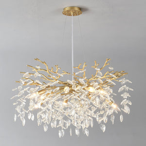 8-Light Crystal Gold Chandelier for Dining Room and Kitchen Island