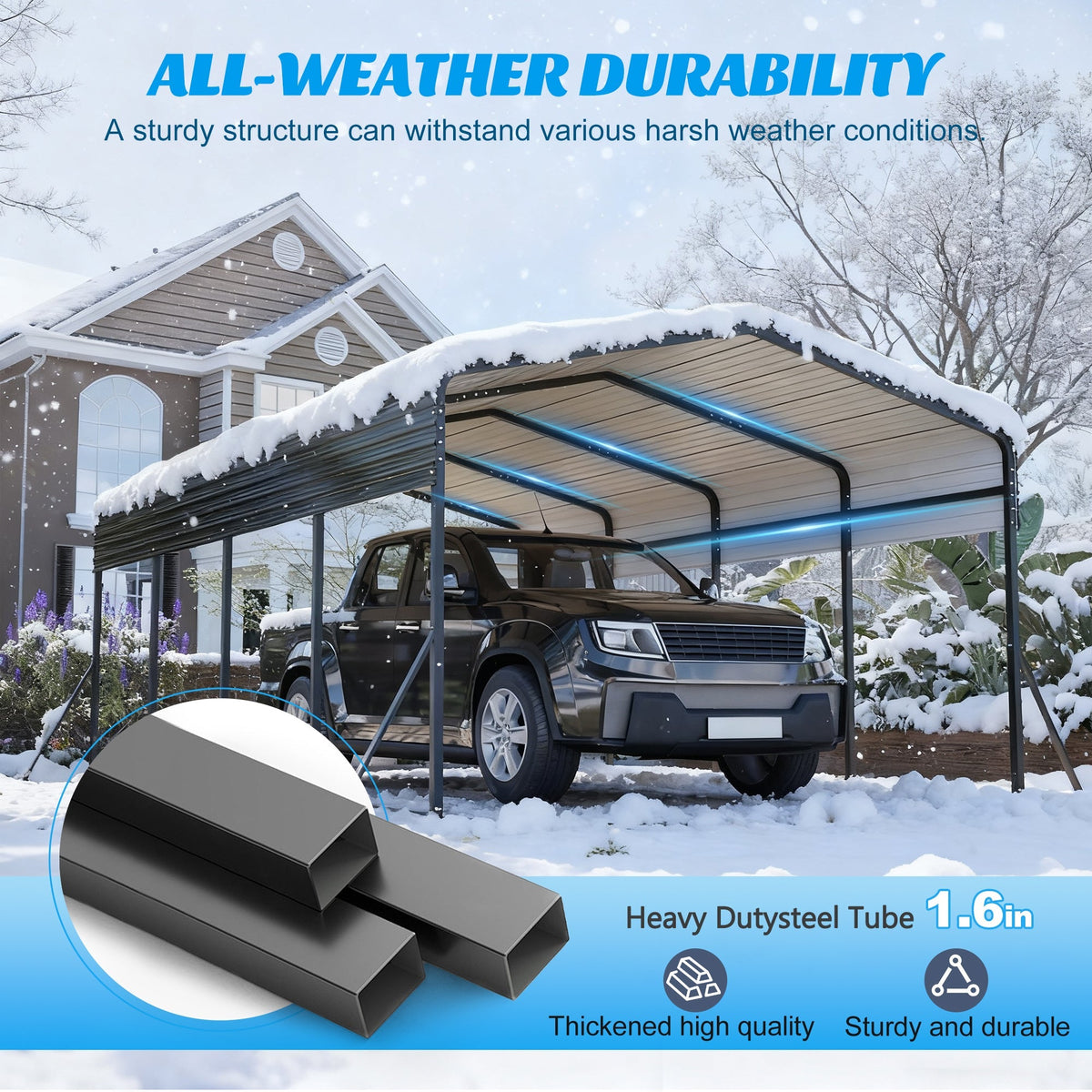 13x20 FT Metal Carport with Upgraded Frame
