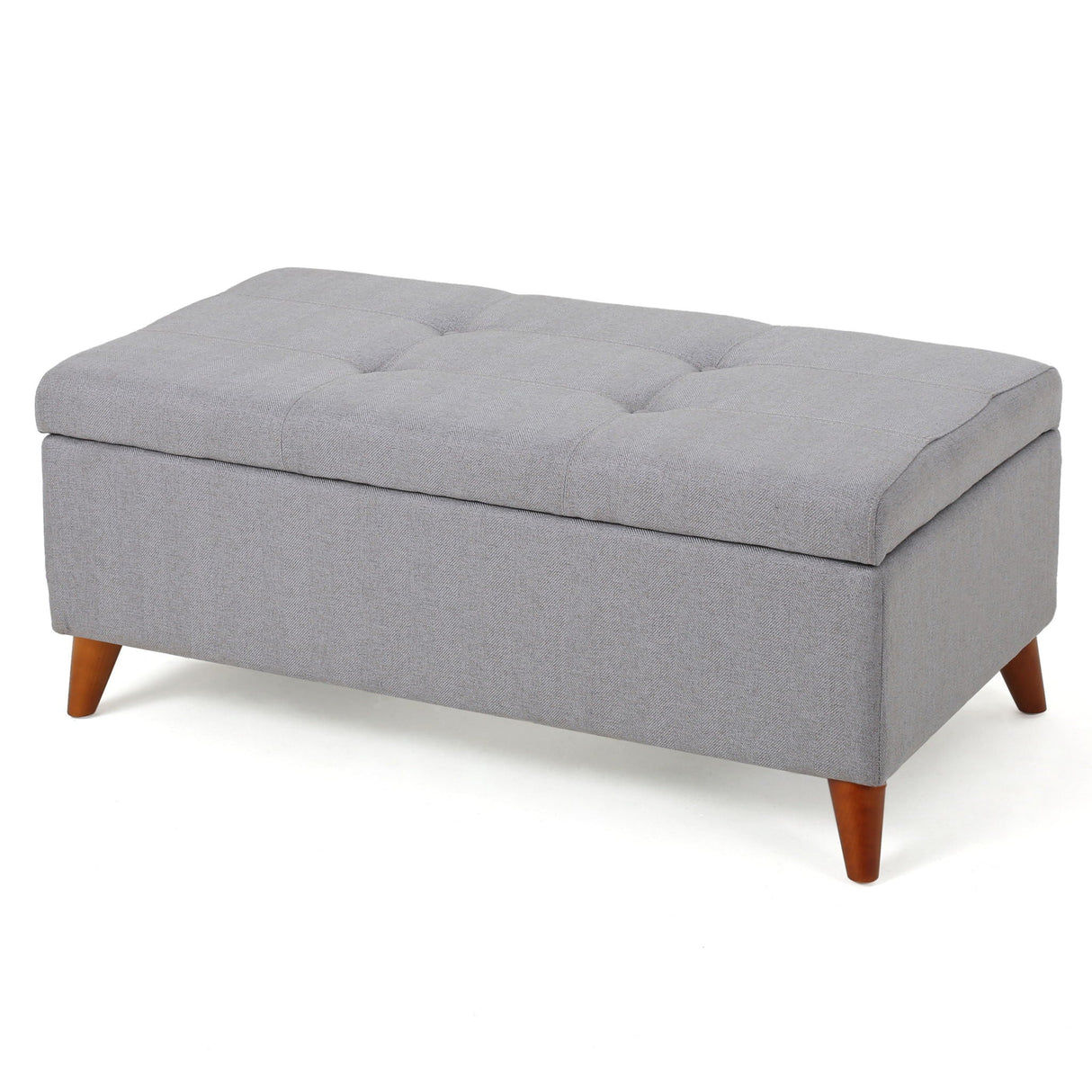 Kinetics Upholstered Storage Ottoman With Lift-Top And Button Tufted Seat - Light Gray