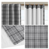 Plaid rod pocket and back tab curtain panel with fleece lining