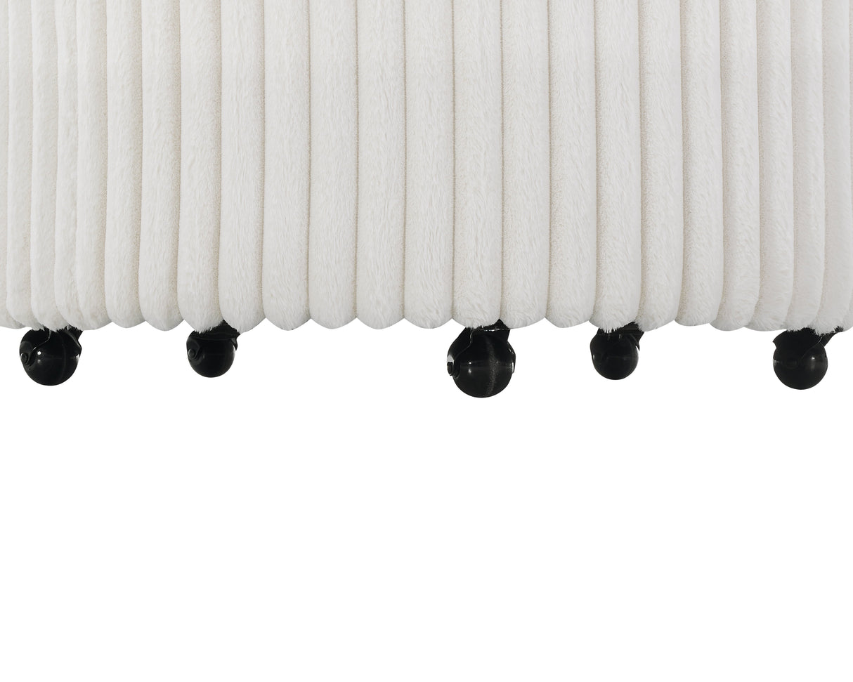Malna Plush Wide Wale Corduroy Upholstered Barrel Accent Chair with Wheels