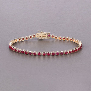 3.13 Carat Genuine Mozambique Ruby 14K Yellow Gold Bracelet