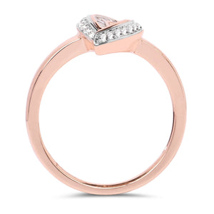 0.29 Carat Genuine White Diamond 14K Rose Gold Ring (E-F Color, SI1-SI2 Clarity)