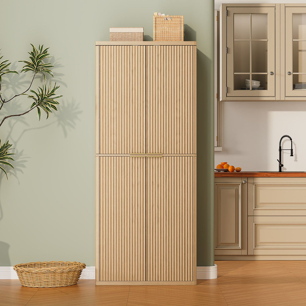 Kitchen Pantry Cabinet With 6 Doors