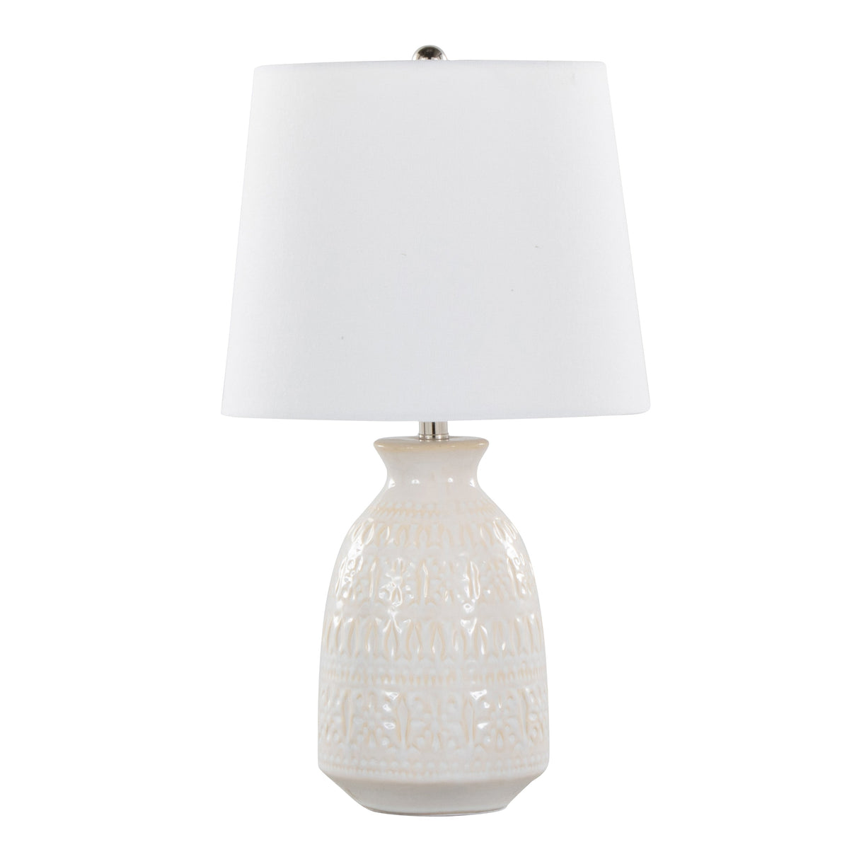 Balconee 20" Ceramic Table Lamp with Vase Shaped Base and Textured Pattern, Set of 2