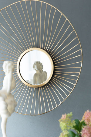 Wall Mirror Abstract Designed Wall Mirrors WithFrame For Home & Office, Top Of Sideboard (Set of 3) - Gold