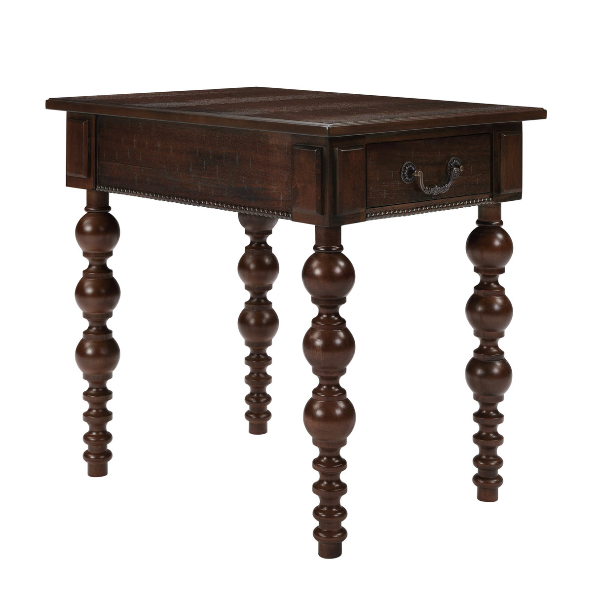 Solid Wood End Table with Drawer Espresso