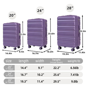 HIFINE Tourist 3-Piece ABS Spinner Wheel Luggage Set