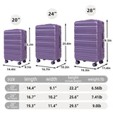 HIFINE TOURIST 3-Piece ABS Spinner Wheel Luggage Set (Purple)