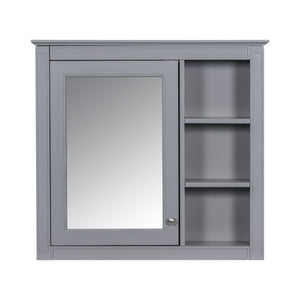 Bathroom Vanity With Top Sink, 2 Doors And 3 Drawers, Freestanding Set With Mirror Cabinet