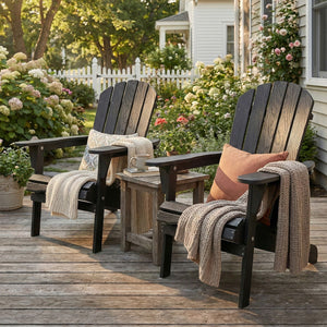 Folding Adirondack Lounge Chair With Embossed Grain Texture