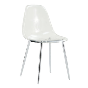 Modern Minimalist Transparent Dining Chair Set with Ergonomic PET Seat - Clear/Silver