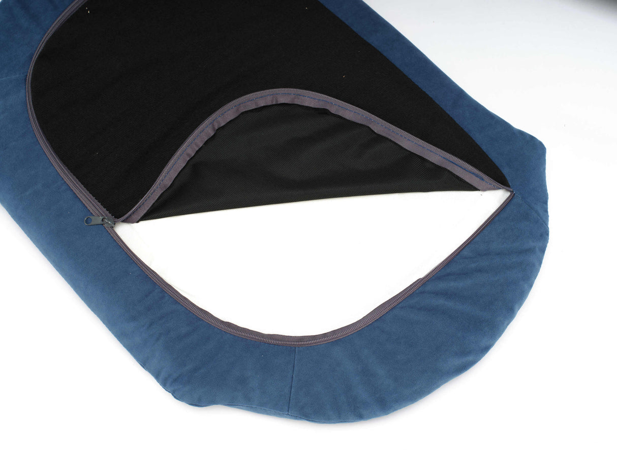 Scandinavian Style Elevated Dog Bed Pet Sofa Dark Blue Velvet Mid Size