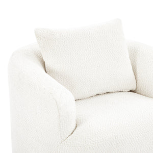 360° Swivel Barrel Sofa Chair With Throw Pillow, Upholstered Accent Chair