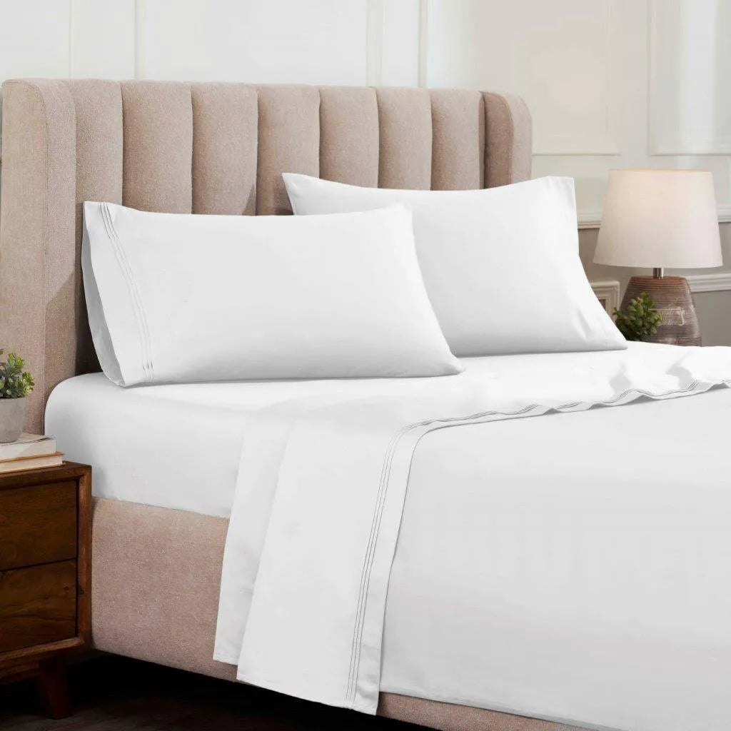 Egyptian Cotton Sateen Sheet Set 1500 Thread Count White - Egyptian Cotton Sheet Set by Superior Brand