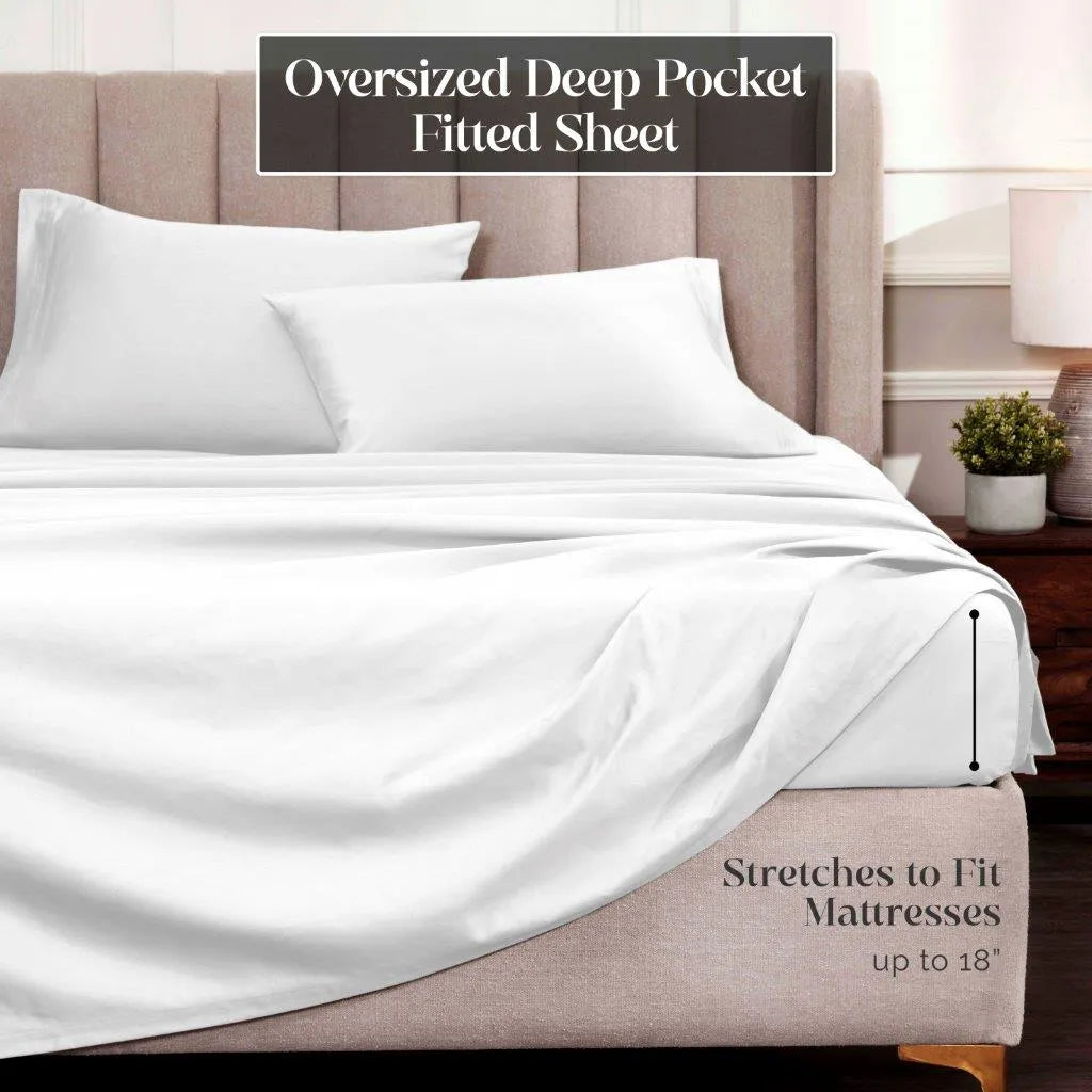 Egyptian Cotton Sateen Sheet Set 1500 Thread Count White - Egyptian Cotton Sheet Set by Superior Brand