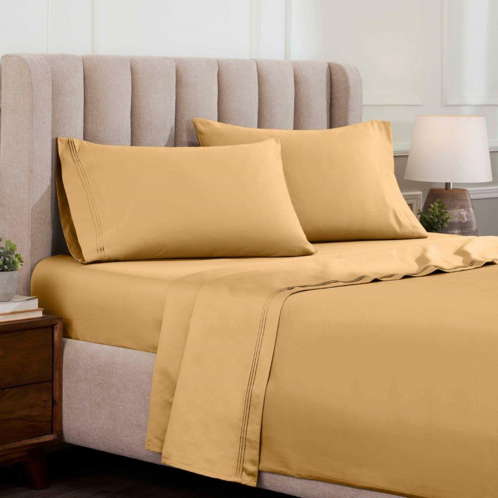 Egyptian Cotton Sateen Sheet Set 1500 Thread Count Gold - Egyptian Cotton Sheet Set by Superior Brand