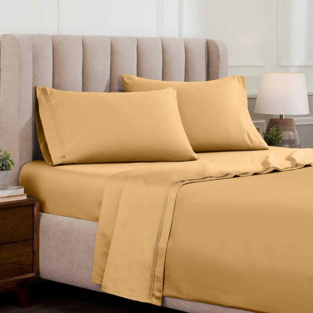 Egyptian Cotton Sateen Sheet Set 1500 Thread Count Gold - Egyptian Cotton Sheet Set by Superior Brand