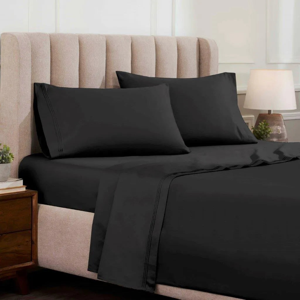 Egyptian Cotton Sateen Sheet Set 1500 Thread Count Black - Egyptian Cotton Sheet Set by Superior Brand